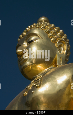 Enorme Buddha d'oro sulle rive del fiume Mekong a Sop Ruak, Thailandia, Sud-est asiatico, in Asia Foto Stock