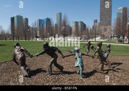 Statue in Gateway parco vicino a Navy Pier, Chicago, Illinois, Stati Uniti d'America, America del Nord Foto Stock