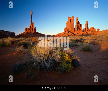 Il Totem Pole, Monument Valley Tribal Park, Arizona, Stati Uniti d'America, America del Nord Foto Stock