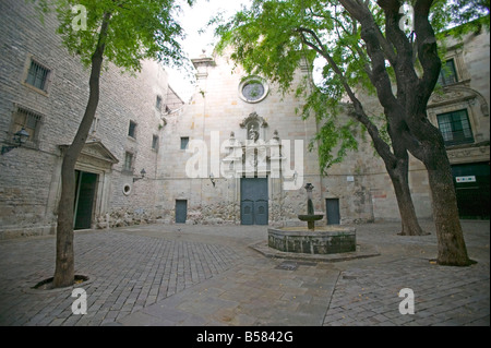 Sant Felip Neri quadrati, guerra civile segni, Quartiere Gotico di Barcellona, in Catalogna, Spagna, Europa Foto Stock