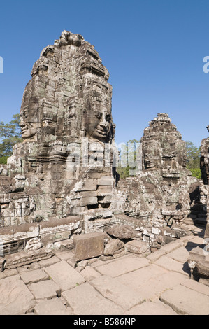 Tempio Bayon, alla fine del XII secolo, buddista, Angkor Thom, Angkor, Sito Patrimonio Mondiale dell'UNESCO, Siem Reap, Cambogia, Indocina Foto Stock