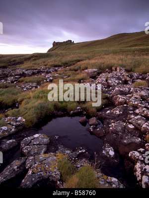 Rovine del MacDonalds' Duntulm Castle, Trotternish, Isola di Skye, Ebridi Interne, regione delle Highlands, Scotland, Regno Unito Foto Stock