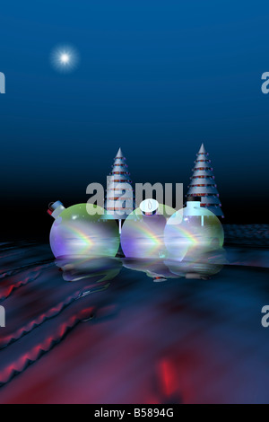 Addobbi natale e alberi di vacanza Foto Stock