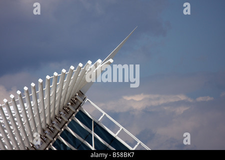 Le ali di Calatrava in Downtown Milwaukee vista meridionale del Milwaukee Public Art Museum sulla riva del lago Michigan Foto Stock