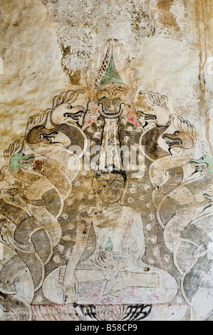 Pittura murale, Sulamani Pahto, Bagan (pagano), Myanmar (Birmania) Foto Stock