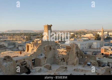 Vista dalla città vecchia, oasi di Shali, Egitto, Africa Settentrionale, Africa Foto Stock