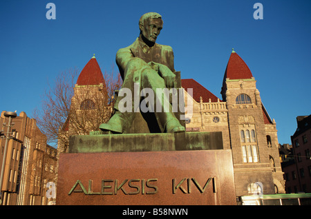 Statua di Alexis Kivi Helsinki Finlandia Scandinavia Europa Foto Stock