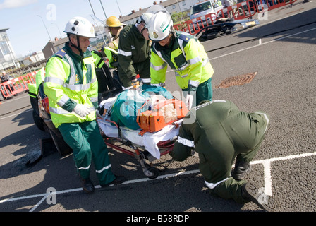 Simulazione di incidente stradale Foto Stock