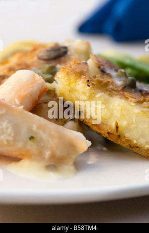 YUM ALMUERZO CENA HAMBRE ALIMENTACION SALUDABLE NUTRICION BUENO COMIDA EMPANISADO LUJOSO SUSTENTO SABROSO TASTY SABOR MAR UP-CLOSE Foto Stock