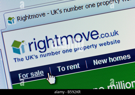 Macro screenshot di rightmove proprietà sito web ricerca solo uso editoriale Foto Stock