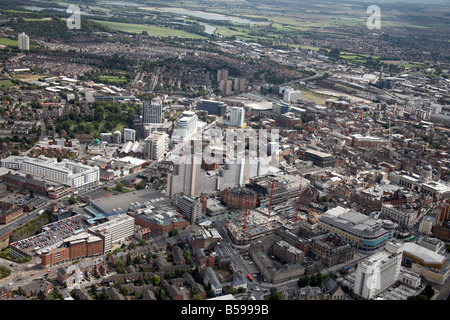 Vista aerea del sud-est del Victoria Shopping Centre Southwell Strada Vecchia Piazza del Mercato Università di Nottingham NG1 Inghilterra UK High le Foto Stock