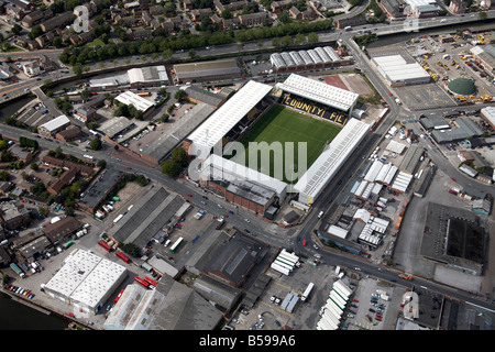 Vista aerea a nord ovest di Notts County Football Club Iremonger Road Meadow Lane case suburbane Inghilterra NG2 UK elevato livello obliqu Foto Stock