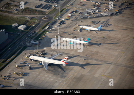 Vista aerea di Londra Gatwick Larkin Road British Airways prima scelta Excel Airways aerei Crawley West Sussex RH6 Foto Stock