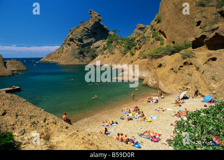 La Calanque de Figuerolles, La Ciotat, Bouches-du-Rhone, Cote d'Azur, Provenza, Francia, Mediterraneo, Europa Foto Stock