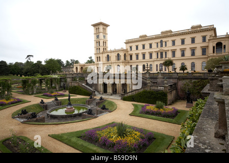 Giardini a terrazza di Osborne House ex casa della regina Victoria East Cowes Isola di Wight in Inghilterra Inglese Regno Unito storico patrimonio bui Foto Stock