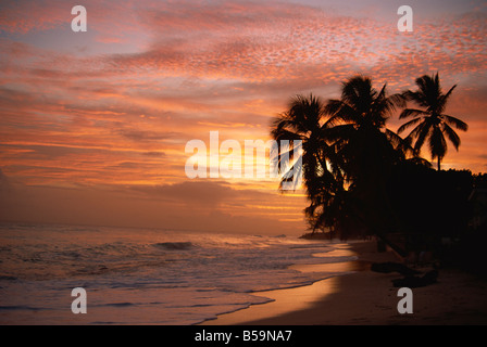 Tramonto sulla spiaggia Worthing, Christ Church, Barbados, West Indies, dei Caraibi e America centrale Foto Stock