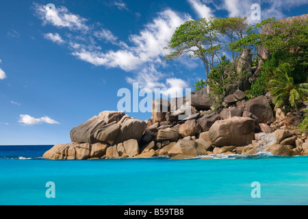 Anse Georgette nell'isola di Praslin Seychelles Foto Stock