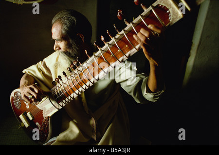 Sitar player India Asia Foto Stock