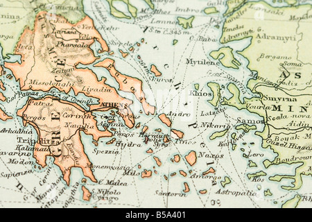 L'annata 1907 copyright scaduto mappa che mostra i paesi e rotte commerciali Foto Stock