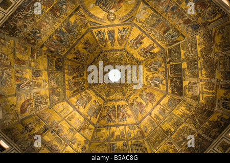 Soffitto in mosaico della cupola del Battistero (battistero), Firenze (Firenze), Toscana, Italia, Europa Foto Stock