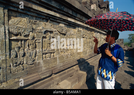 Tempio buddista, il Borobudur, Sito Patrimonio Mondiale dell'UNESCO, Java, Indonesia, sud-est asiatico Foto Stock
