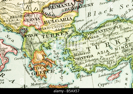 L'annata 1907 copyright scaduto mappa che mostra i paesi e rotte commerciali Foto Stock