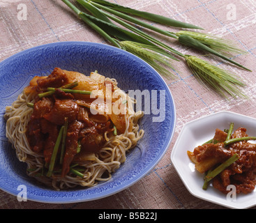 Coreano e farinata a base di noodle Foto Stock