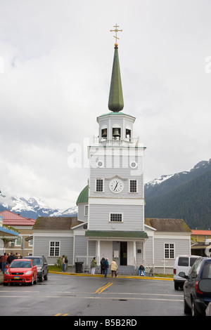 San Michele è la Chiesa Ortodossa Russa nel centro cittadino di Sitka, Alaska Foto Stock