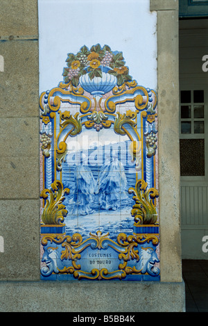 Azulejos, Pinhao stazione ferroviaria, Douro, Portogallo, Europa Foto Stock