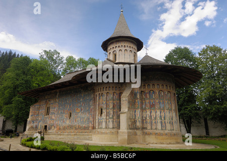 Dipinto di Monastero di Voronet, Moldavia e Bukovina meridionale, Romania, Europa Foto Stock