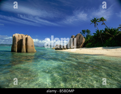 Anse Source d Argent La Digue Seychelles Oceano Indiano Africa Foto Stock