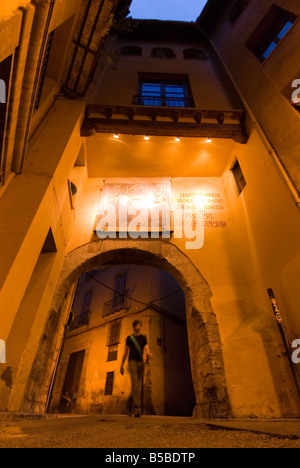 Xv secolo archway Portal de Valldigna nel centro storico El Carmen centro di Valencia Spagna Foto Stock