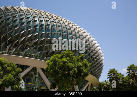 Esplanade i teatri sulla baia e la Sala Concerti Centro per le arti dello spettacolo, Marina Bay, Singapore Foto Stock
