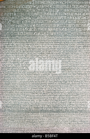 Dettaglio, Rosetta Stone, British Museum di Londra, Inghilterra, Europa Foto Stock