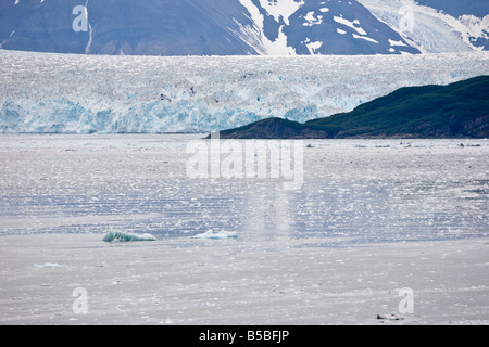 Ghiacciaio Hubbard fluisce nella baia di disincanto e di Yakutat Bay in Alaska Foto Stock