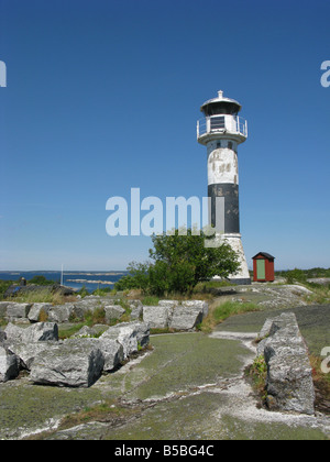 Faro di segnalazione incendio nell'arcipelago di Stoccolma Foto Stock