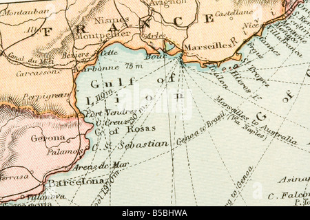 L'annata 1907 copyright scaduto mappa che mostra i paesi e rotte commerciali Foto Stock