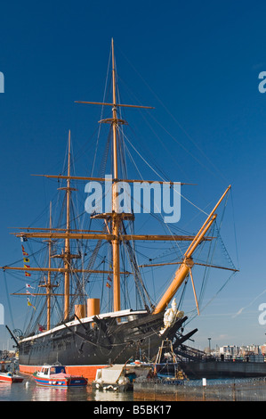 HMS Warrior, 1860 scafo in ferro, barca a vela e vapore alimentato, storico di Portsmouth Dockyard, Portsmouth, Hampshire, Inghilterra Foto Stock