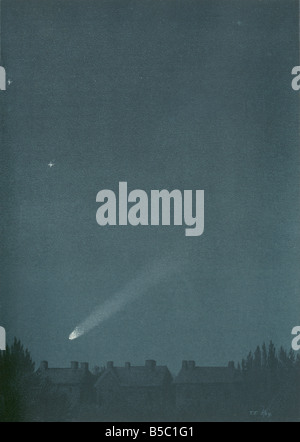 La cometa del 1882 visto oltre Streatham Londra, Regno Unito. Litografia . Foto Stock