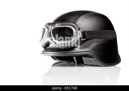 Il vecchio stile us army motociclo casco con gli occhiali di protezione Foto Stock