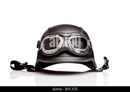 Il vecchio stile us army motociclo casco con gli occhiali di protezione Foto Stock