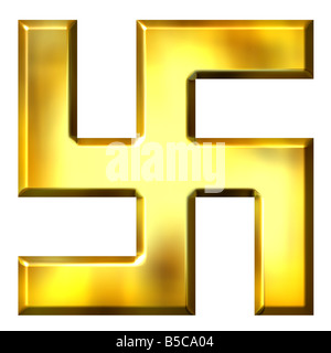 3d golden swastika Foto Stock