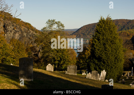 La vista dalla cima della collina nel cimitero di Harper al harpers Ferry, West Virginia. Foto Stock