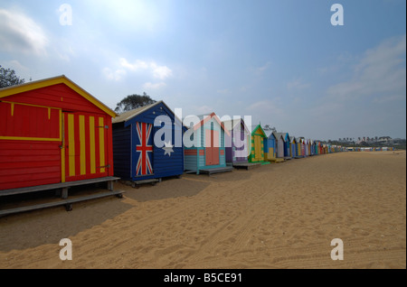 Cabine sulla spiaggia, Spiaggia di Brighton Melbourne Australia Foto Stock
