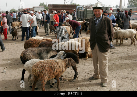 Domenica il mercato degli animali in Karakol, Kirghizistan, Asia centrale Foto Stock