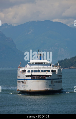 BC Ferries barca regina di Cowichan proveniente da Horshoe Bay dock, British Columbia, Canada Foto Stock