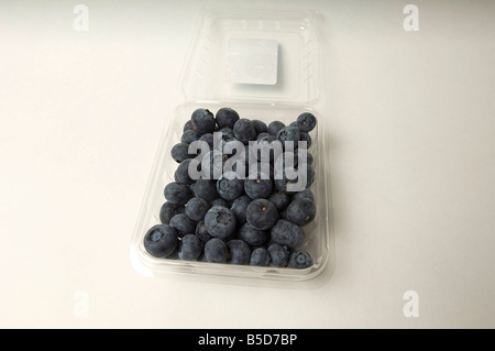 I mirtilli confezionato in un cestello come sarebbero venduti nel negozio di alimentari o mercato Foto Stock