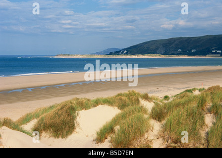 Le dune di sabbia e Borth beach, Ynyslas, Borth, Dyfed, Galles , in Europa Foto Stock