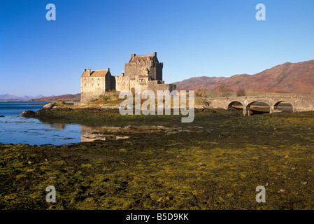 Eilean Donan Castle, Dornie, regione delle Highlands, Scozia, Europa Foto Stock