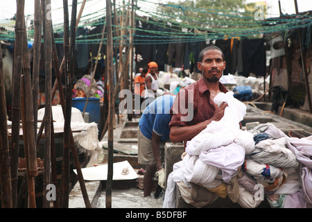 Lavoratori di Dhoby Gat, Mumbai, India Foto Stock